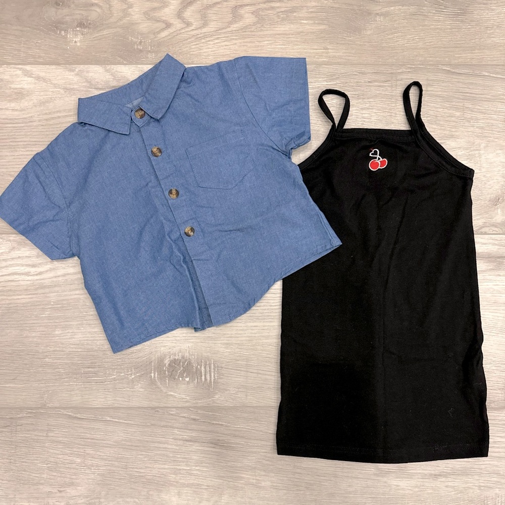 Denim shirt Cotton dress set
